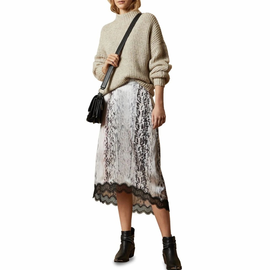 Women Ted Baker | Ted Baker Cierraa Printed Lace Midi Skirt For Skirts Colour Ivory