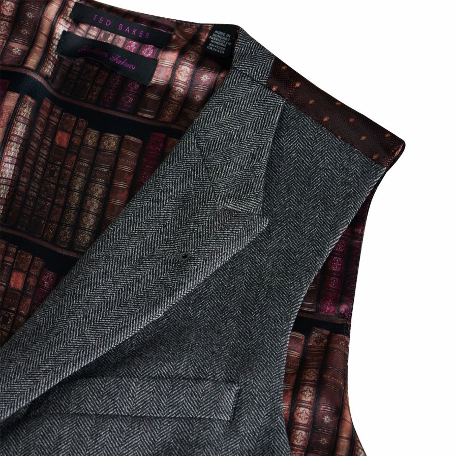 Men Ted Baker | Ted Baker Herring Waistcoat For Big & Tall Waistcoats Colour Grey