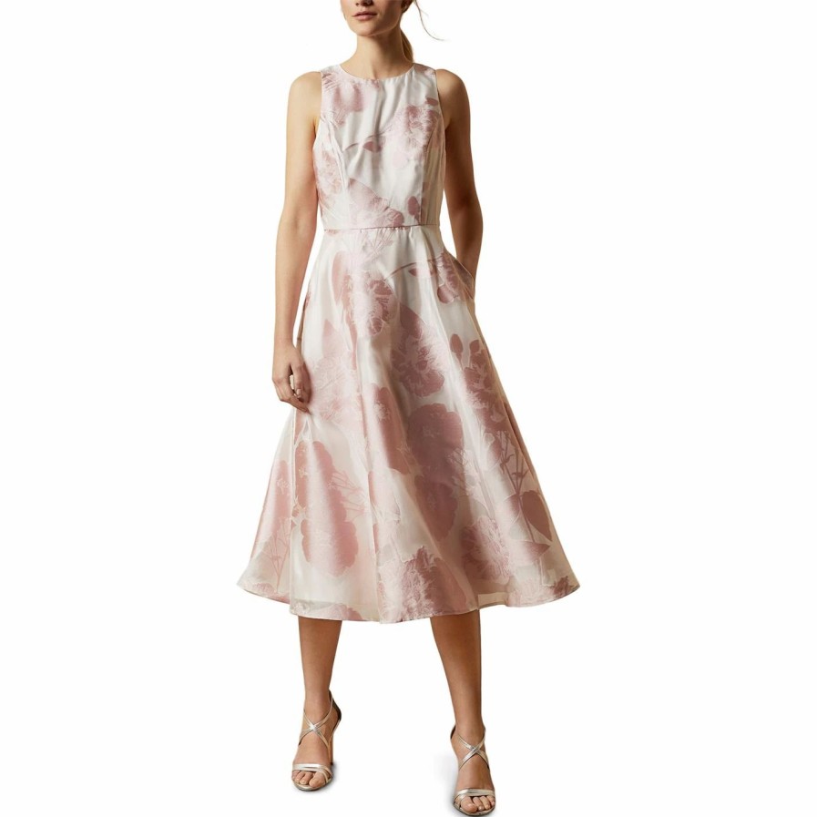 Women Ted Baker | Ted Baker Wylieh Midi Dress For Bridesmaid Dresses Colour Dusky Pink