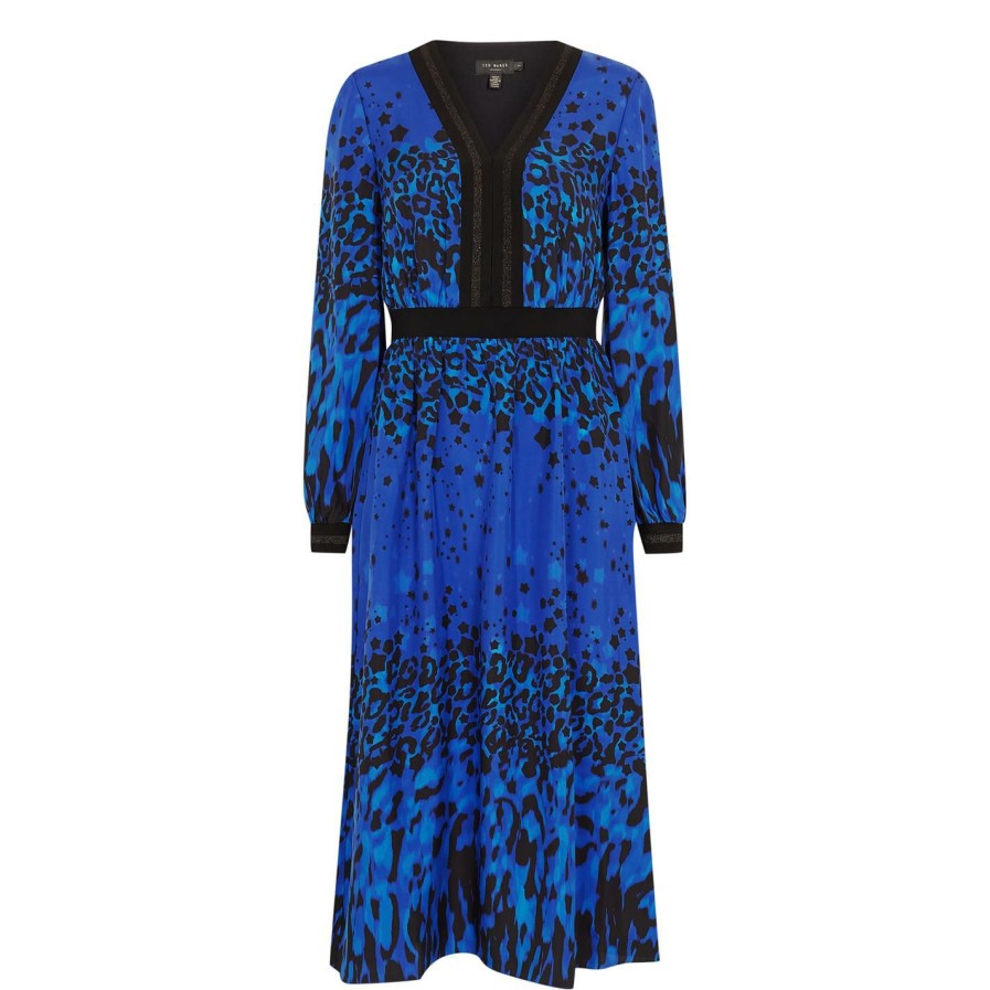 Women Ted Baker | Ted Baker Mryma Midi Dress For Dresses Colour Blue