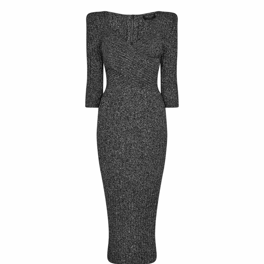 Women Ted Baker | Ted Baker Chelsiy Knitted Dress For Prom Dresses Colour Black