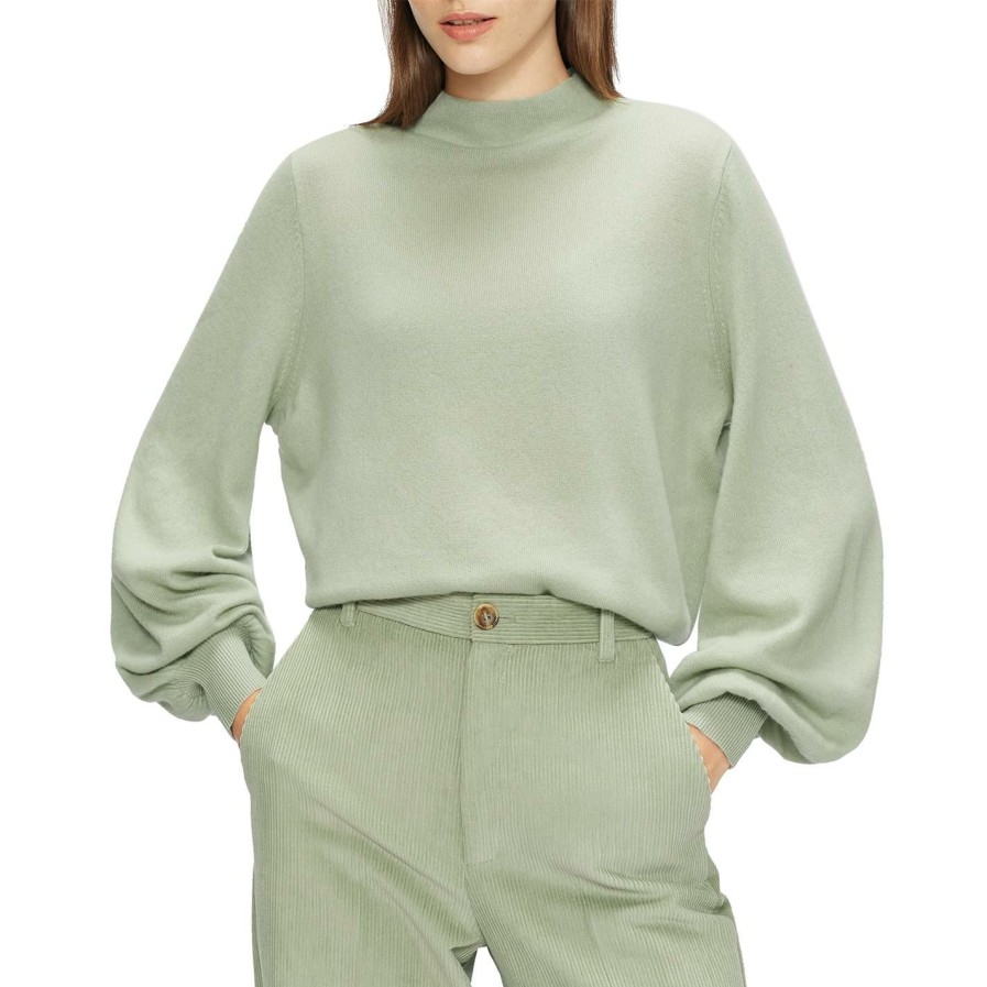 Women Ted Baker | Ted Baker Shano Balloon Sleeve Jumper For Knitwear Colour Mid Green